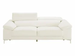 Vente-unique Sofá 3+2 plazas de piel de becerro en color SOLANGE Blanco Clearance