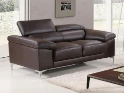 Sofá 2 plazas de piel de becerro color marrón SOLANGE^LINEA SOFA New