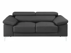 LINEA SOFA Sofá - 2 Plazas|Sofá De Piel|Sofá 2 plazas de piel de becerro color antracita SOLANGE