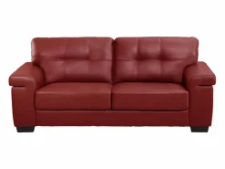 Vente-unique Sofá 3+2 plazas de piel de becerro en color HAZEL Rojo Hot