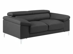 LINEA SOFA Conjunto Sofás|Sofá 3+2 plazas de piel de becerro en color negro SOLANGE