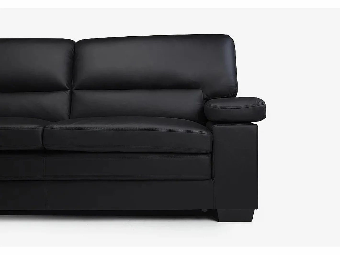 LINEA SOFA Sofá 3+2 plazas de piel de búfalo color MIMAS Negro New