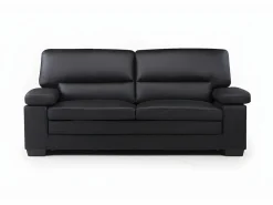 LINEA SOFA Sofá 3 plazas de piel de bufalo en color MIMAS Negro Clearance