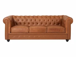 Vente-unique Sofás Y Sillones|Sofás Chesterfield|Sofá 3 plazas de piel de vaca color CHESTERFIELD