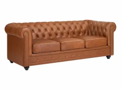 Vente-unique Sofás Y Sillones|Sofás Chesterfield|Sofá 3 plazas de piel de vaca color CHESTERFIELD