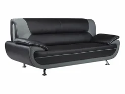 Sofá 3 plazas de piel sintetica bicolor negro/gris NIGEL^Vente-unique Sale