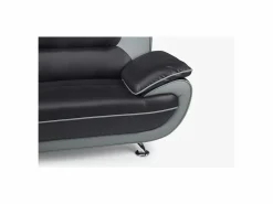 Sofá 3 plazas de piel sintetica bicolor negro/gris NIGEL^Vente-unique Sale