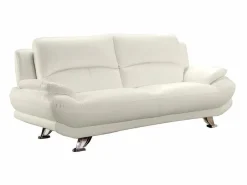 Vente-unique Conjunto Sofás|Sofá 3+2 plazas de piel sintética en color blanco MUSKO