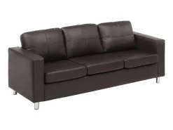 Vente-unique Sofá 3 plazas de piel sintética color marrón ACKLEY Marru00f3n chocolate Clearance