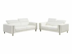 Vente-unique Sofá 3+2 plazas de piel sintética MAROUA - Color Blanco Online