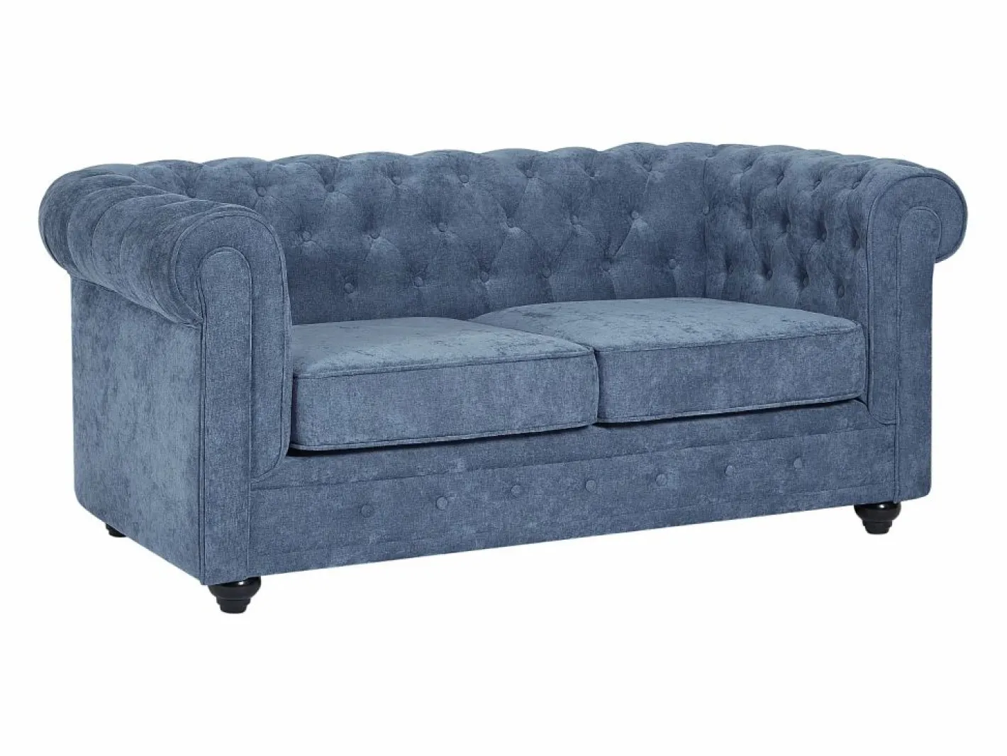 Vente-unique Sofá 2 plazas de tela color CHESTERFIELD Azul