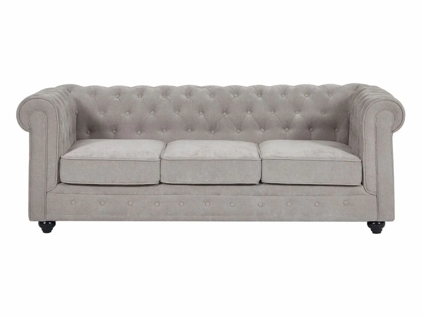 Vente-unique Sofá 3 plazas de tela color CHESTERFIELD Gris Discount