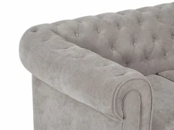 Vente-unique Sofá 3 plazas de tela color CHESTERFIELD Gris Discount