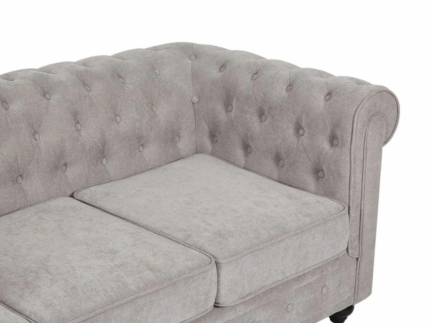 Vente-unique Sofá 3 plazas de tela color CHESTERFIELD Gris Discount