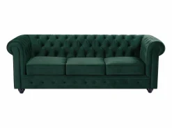 Sofá 3 plazas de tela de terciopelo CHESTERFIELD^Vente-unique New