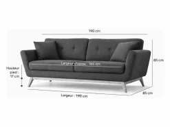 Sofá 3 plazas de tela + 2 cojines HOGA^Concept-Usine Discount