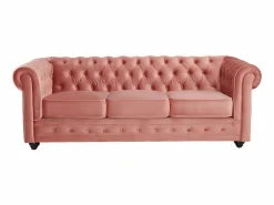 Vente-unique Sofá 3 plazas de terciopelo color rosa polvo CHESTERFIELD Rosa palo New