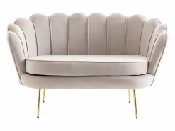 Vente-unique Sofá 2 plazas de terciopelo color con forma de concha DANDELION Topo Online