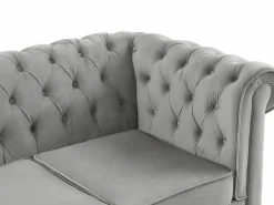 Vente-unique Sofás Chesterfield|Sofá 3 plazas de terciopelo color gris plata CHESTERFIELD