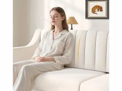 DripeX Sofá 3 plazas de terciopelo - patas de madera maciza 19cm - con 2 cojines - 206x74x83cm - Beige Online