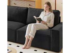 Sofá 3 plazas en chenille - con grandes brazos - 55cm asiento profundo - 220 x 83 x 88 cm^DripeX New