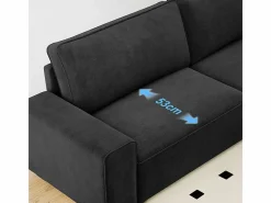 Sofá 3 plazas en chenille - con grandes brazos - 55cm asiento profundo - 220 x 83 x 88 cm^DripeX New