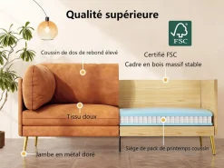 DripeX Sofá 2/3 plazas en imitación de piel, con 56 cm de profundidad y cómoda cojines de asiento, 185x76x90 cm, Naranja Hot