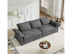 DripeX Sofá 3 plazas en pana, con 2 cojines de brazo, desmontables y lavables, 265x86x88cm, Gris Sale