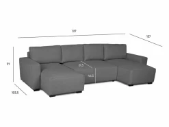 Sofá Xxl|Sofá 5 Plazas - Chaise Longue con Cama Panorámica (317 x 157 x 91 cm) - JORDAN