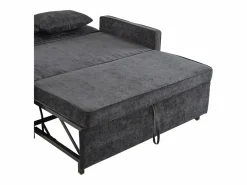 Sofá 2 plazas oscuro - Sofá de salón con respaldo regulable y función cama nido - 2 cojines y reposabrazos - chenilla^ Hot