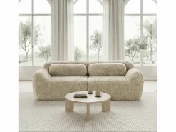 Sofá Modular|Sofá 2 plazas modular contemporáneo con otomanas conectables felpa salón kaki claro
