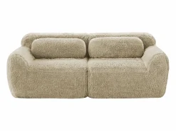 Sofá Modular|Sofá 2 plazas modular contemporáneo con otomanas conectables felpa salón kaki claro