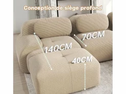 Sofá 2 Plazas Modular de Pana Acanalada - con 2 Cojines - 208x103x75cm -^DripeX Online