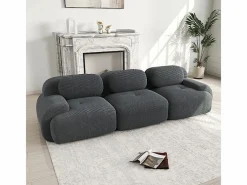 Sofá 3 Plazas Modular de Pana Acanalada - con 3 Cojines - 298x103x75cm -^ Discount