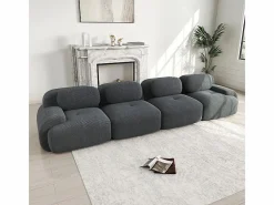 Sofás Club|Sofá 4 Plazas Modular de Pana Acanalada - con 4 Cojines - 388x103x75cm -
