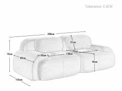 DripeX Sofá Modular|Sofás Club|Sofá 2 Plazas Modular de Pana Acanalada - con 2 Cojines - 208x103x75cm -