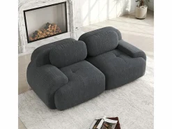 DripeX Sofá 2 Plazas Modular de Pana Acanalada - con 2 Cojines - 208x103x75cm - Gris Sale