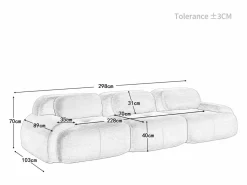 Sofás Club|Sofá 3 Plazas Modular de Pana Acanalada - con 3 Cojines - 298x103x75cm -