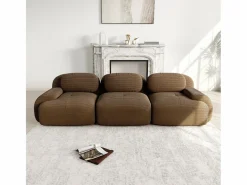 Sofá 3 plazas modular en Pana - con 3 cojines - 298x103x70cm - Marrón^DripeX Online