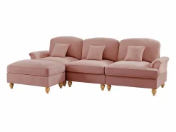 Sofá 3 plazas modular respaldo segmentado brazos florales chenilla Rosa Discount