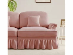 Sofá 3 plazas modular respaldo segmentado brazos florales chenilla Rosa Discount
