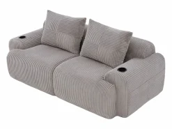 Sofá 2 plazas modular terciopelo acanalado, portavasos y bolsillo lateral, 200x99x80cm,^DripeX New