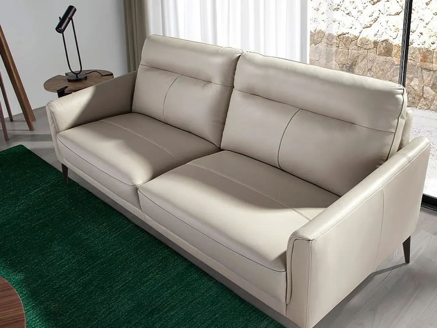 Sofá 3 plazas piel gris taupe 6138^Angel Cerda New