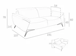 Angel Cerda Sofá De Piel|Sofá 2 plazas piel gris taupe 6131