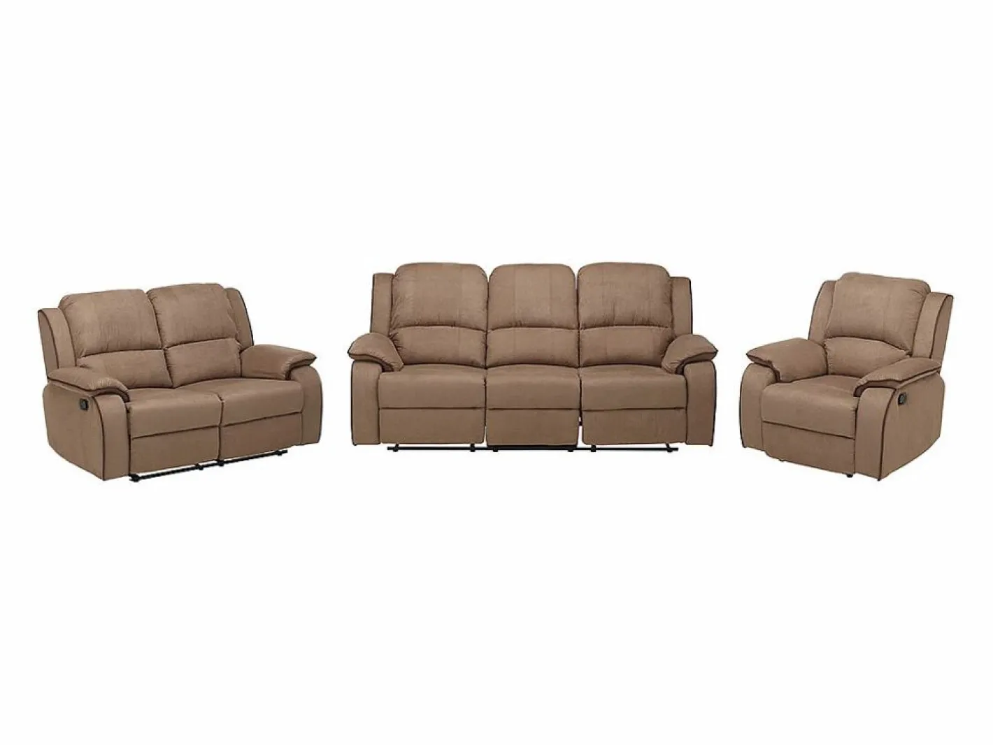 Vente-unique Sofá 3+2+1 plazas relax de microfibra HERNANI Topo Outlet
