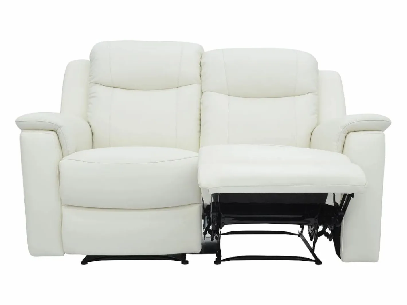 Vente-unique Sofá 3+2 plazas relax de piel color blanco EVASION Marfil New