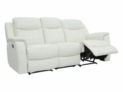 Vente-unique Sofá 3+2 plazas relax de piel color blanco EVASION Marfil New