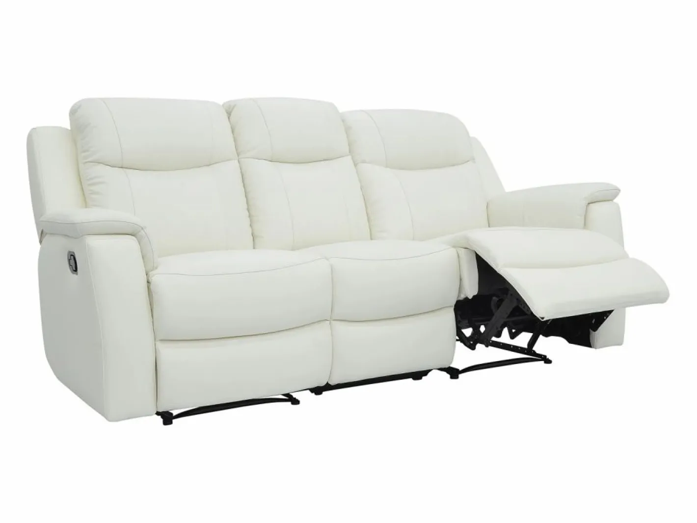 Vente-unique Sofá 3+2 plazas relax de piel color blanco EVASION Marfil New