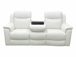 Vente-unique Sofá De Piel|Sofá Relax|Sofá 3 plazas relax de piel color blanco EVASION