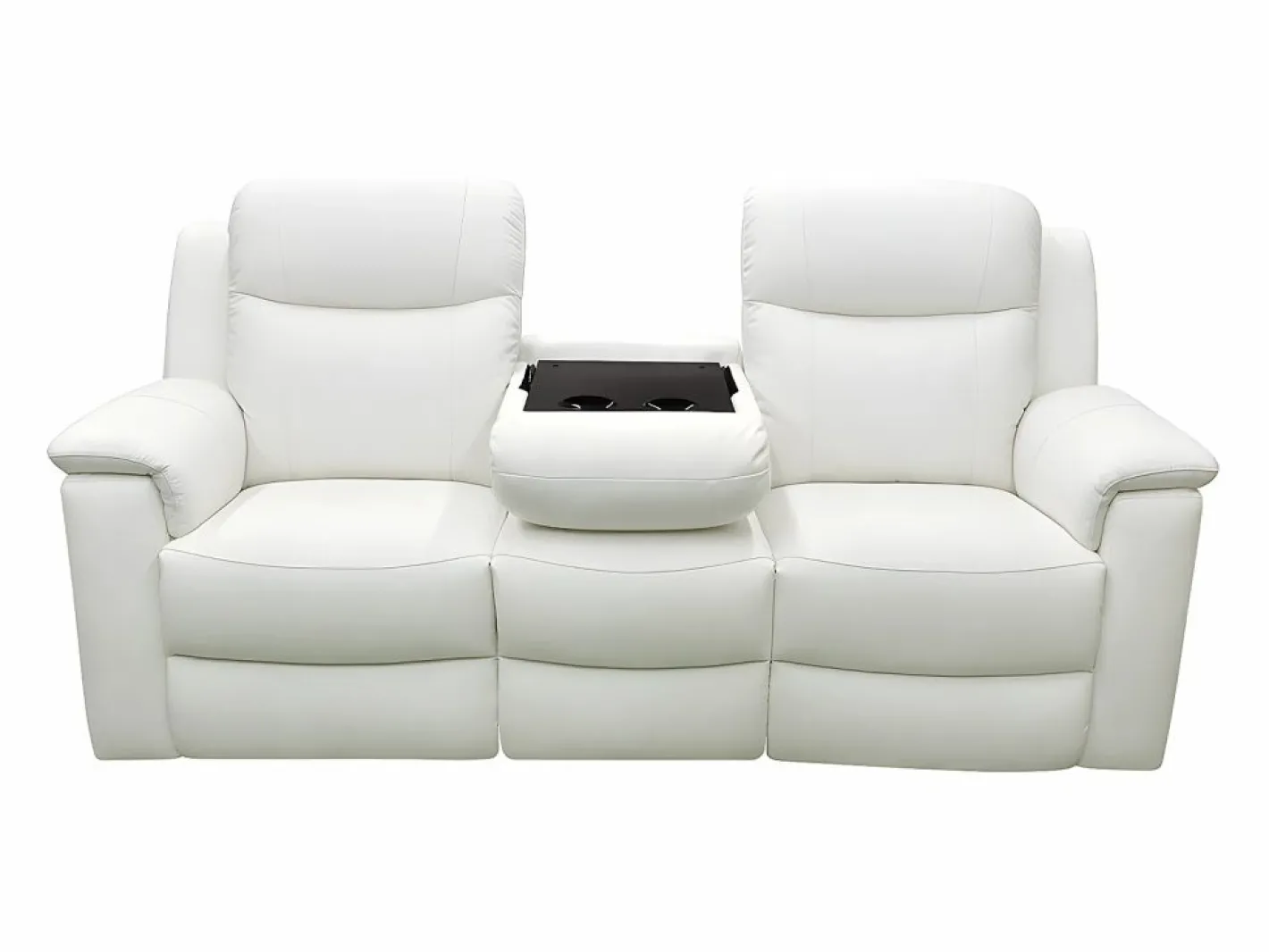 Vente-unique Sofá De Piel|Sofá Relax|Sofá 3 plazas relax de piel color blanco EVASION